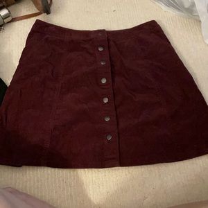 Maroon Abercrombie corduroy skirt with buttons